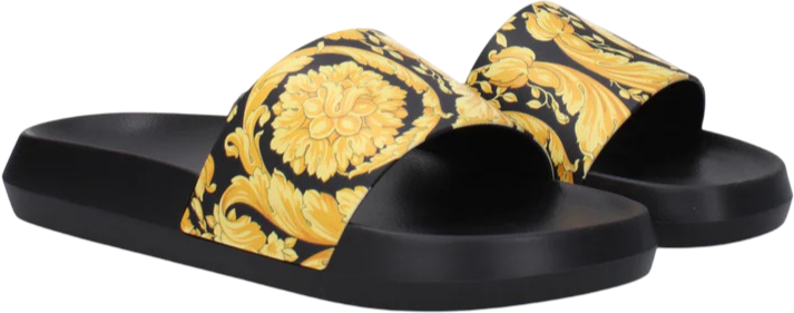 Versace Barocco Print Slides Zwart