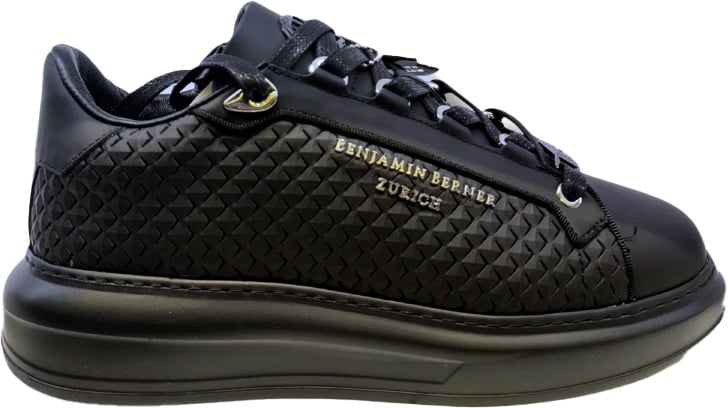 Benjamin Berner Achille All Black Rhombus Embossed Zwart