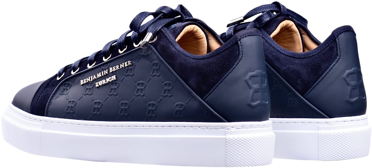 Benjamin Berner Odin Navy Monogram Embossed Blauw