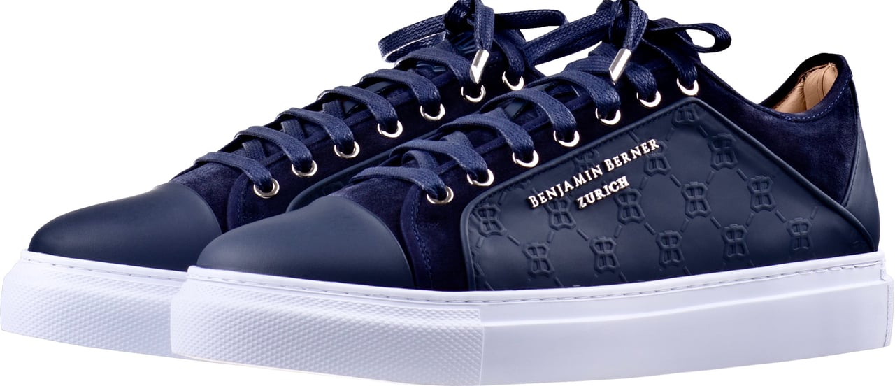 Benjamin Berner Odin Navy Monogram Embossed Blauw