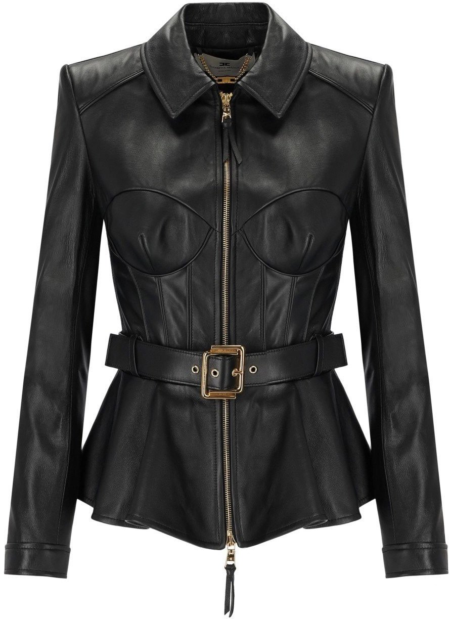 Elisabetta Franchi Coats Black Zwart