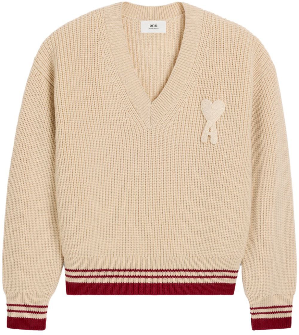 AMI Paris Sweaters White Cream Beige