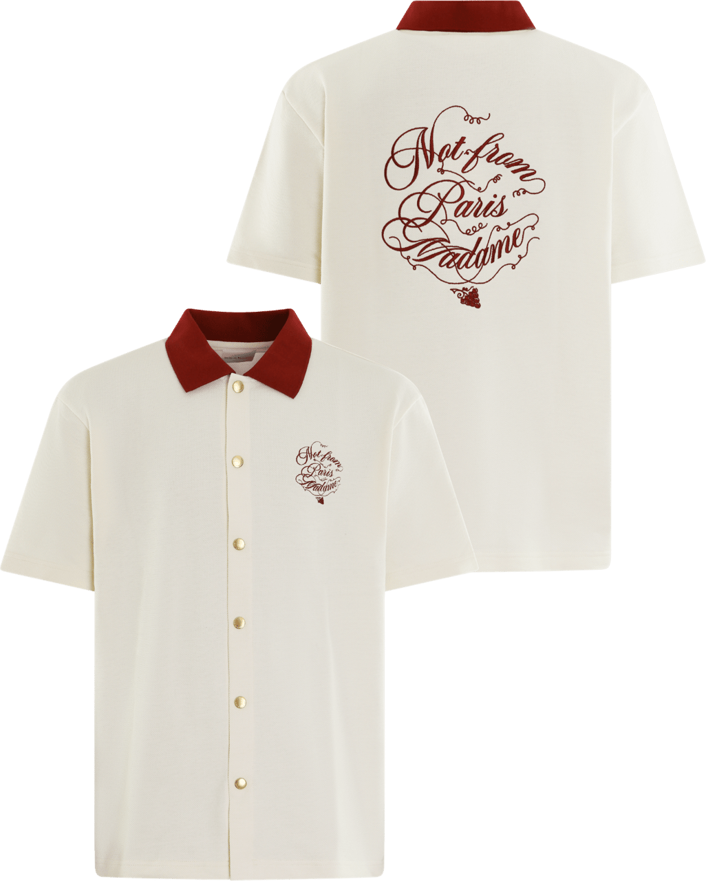 Drôle de Monsieur Heren Chemise Slogan Vignes Polo Wit Wit