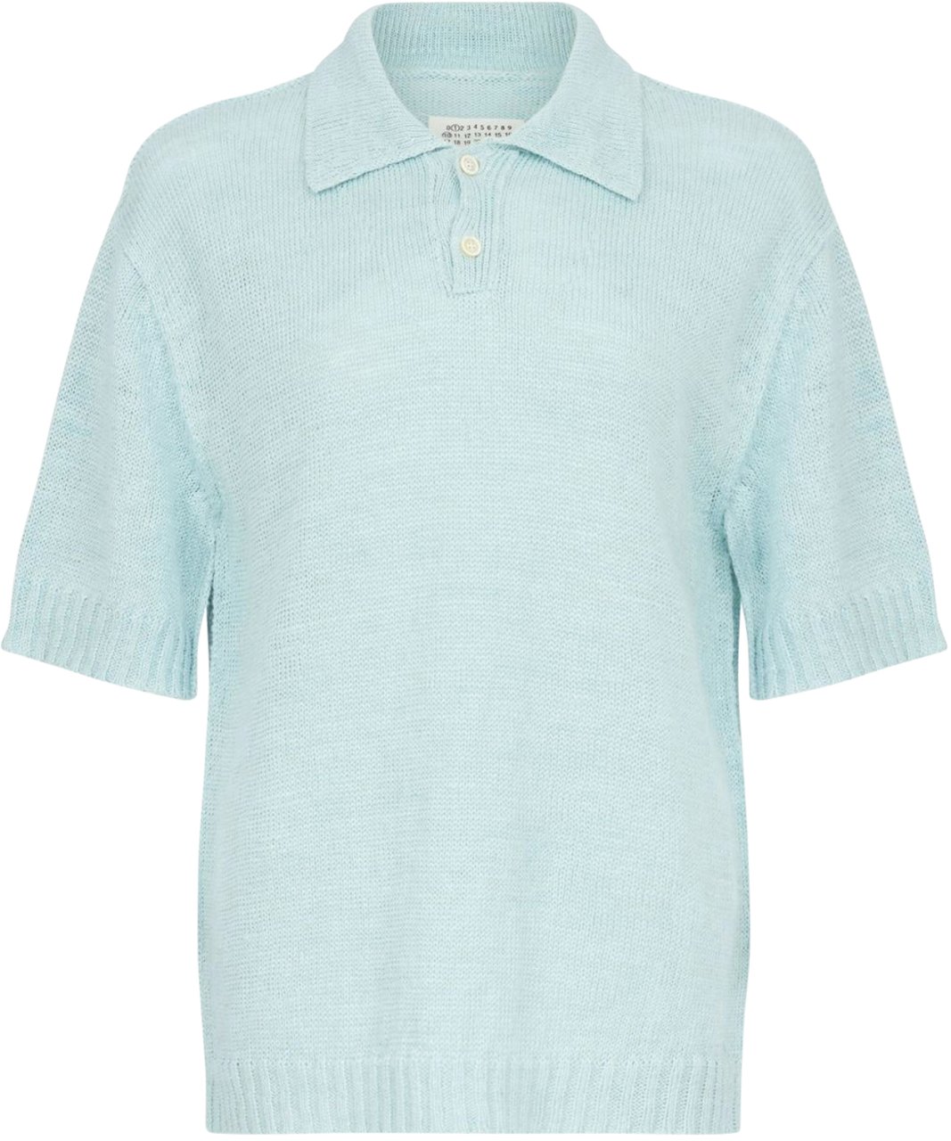 Maison Margiela Azur Blue Knitted Polo Shirt Blauw