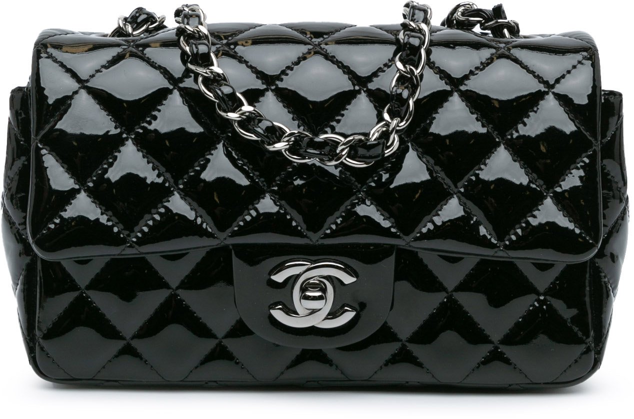 Chanel Mini Rectangular Classic Patent Single Flap Zwart