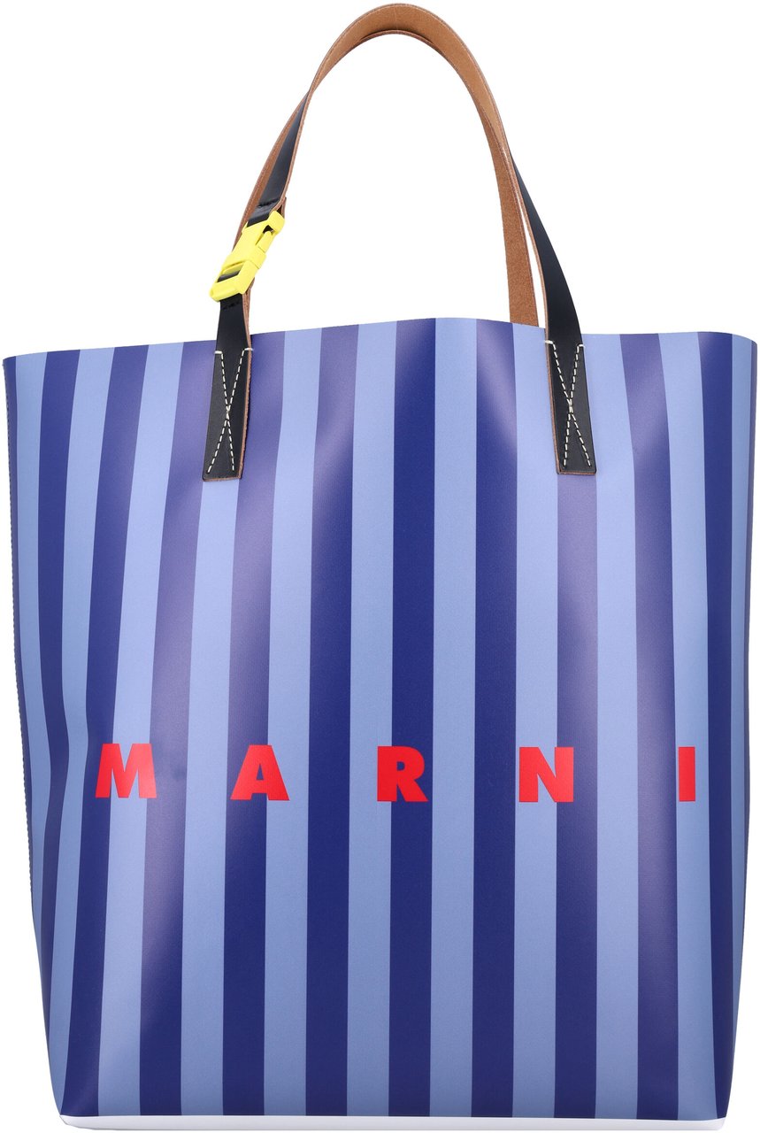 Marni Tribeca Tote Light Blue Stripes Blauw