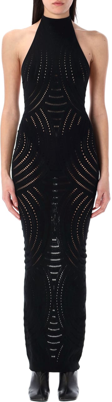 MISBHV Mesh Halter Long Dress Black Zwart