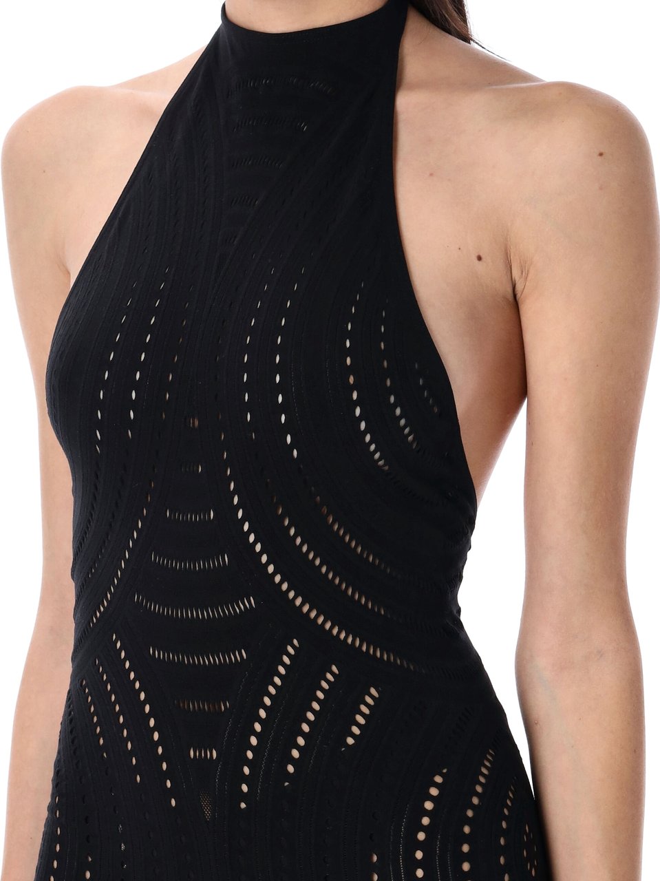 MISBHV Mesh Halter Long Dress Black Zwart