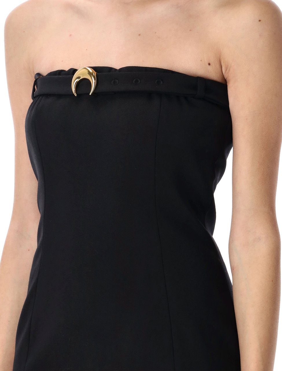 Marine Serre Twill Mini Dress Bustier Nero Zwart