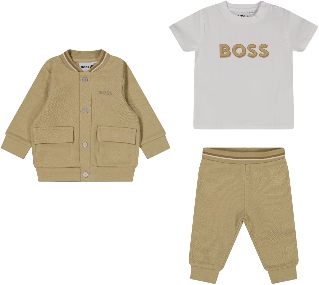 Boss Boss Baby Jongens Joggingpak In Licht Beige Beige