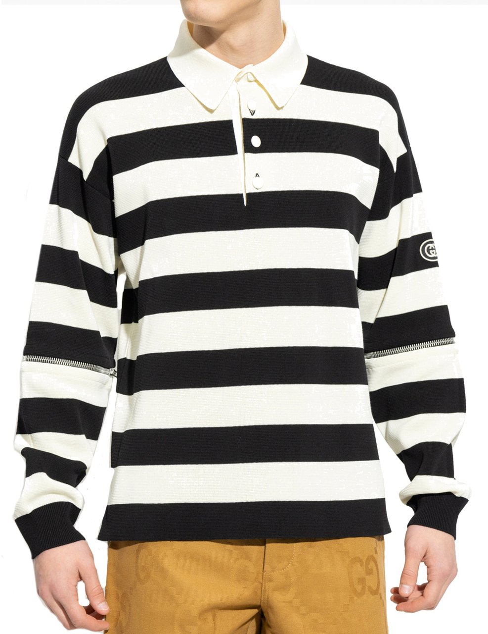 Gucci Gucci Striped Cotton Polo Wit