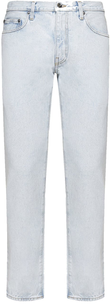 OFF-WHITE Jeans slim con stampa diag tab blu Blauw