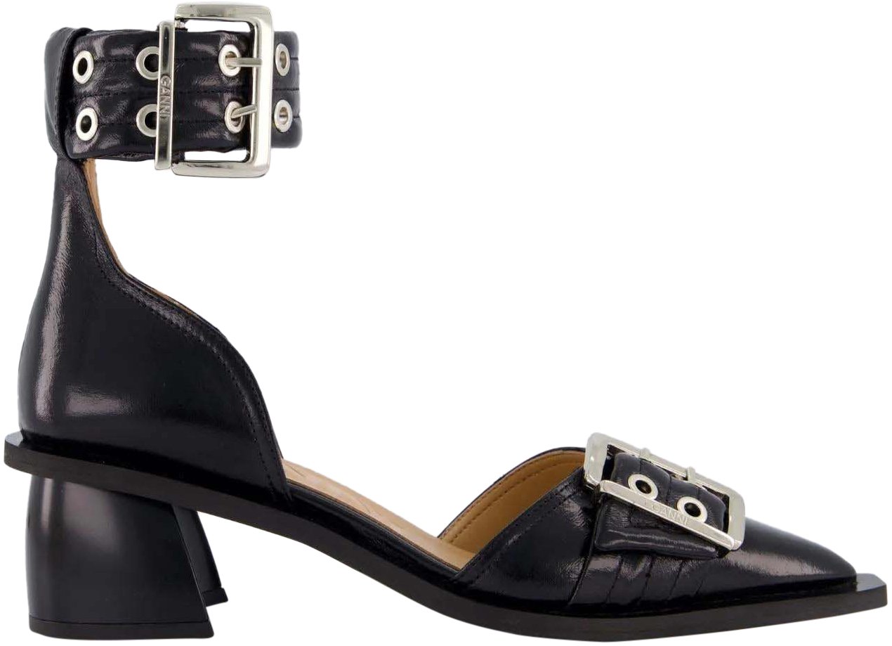 Ganni Dames Chunky Buckle Open Cut Zwart Zwart