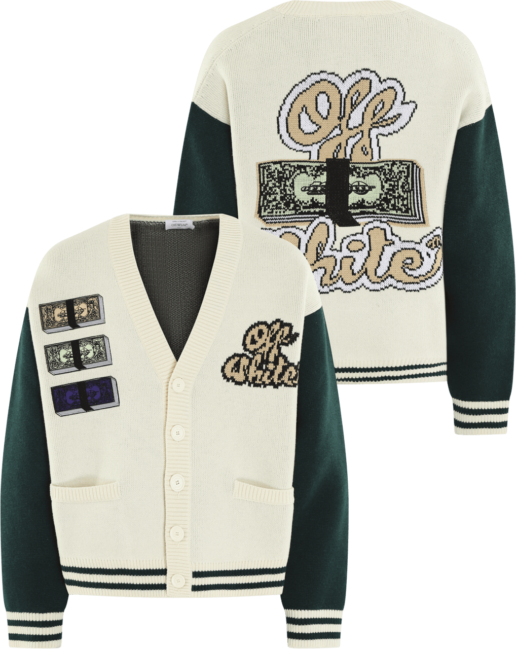 OFF-WHITE Heren Cryst Cash Varsity Wit Wit