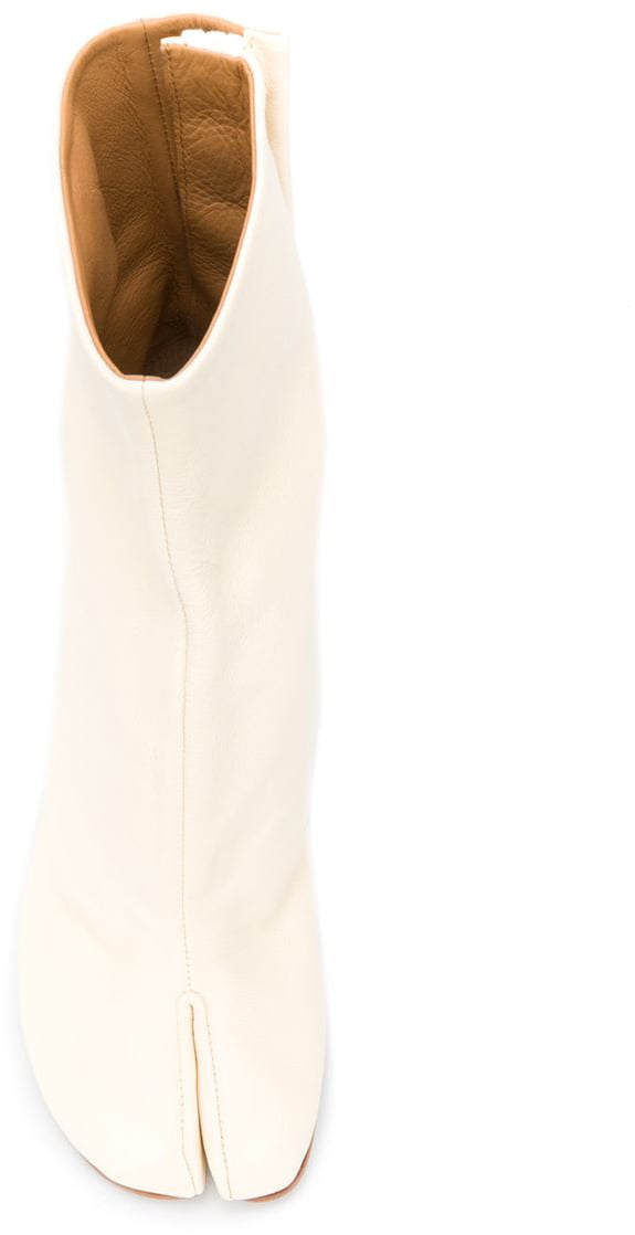 Maison Margiela Tabi H80 Vintage Soft Leather Offwhite Wit
