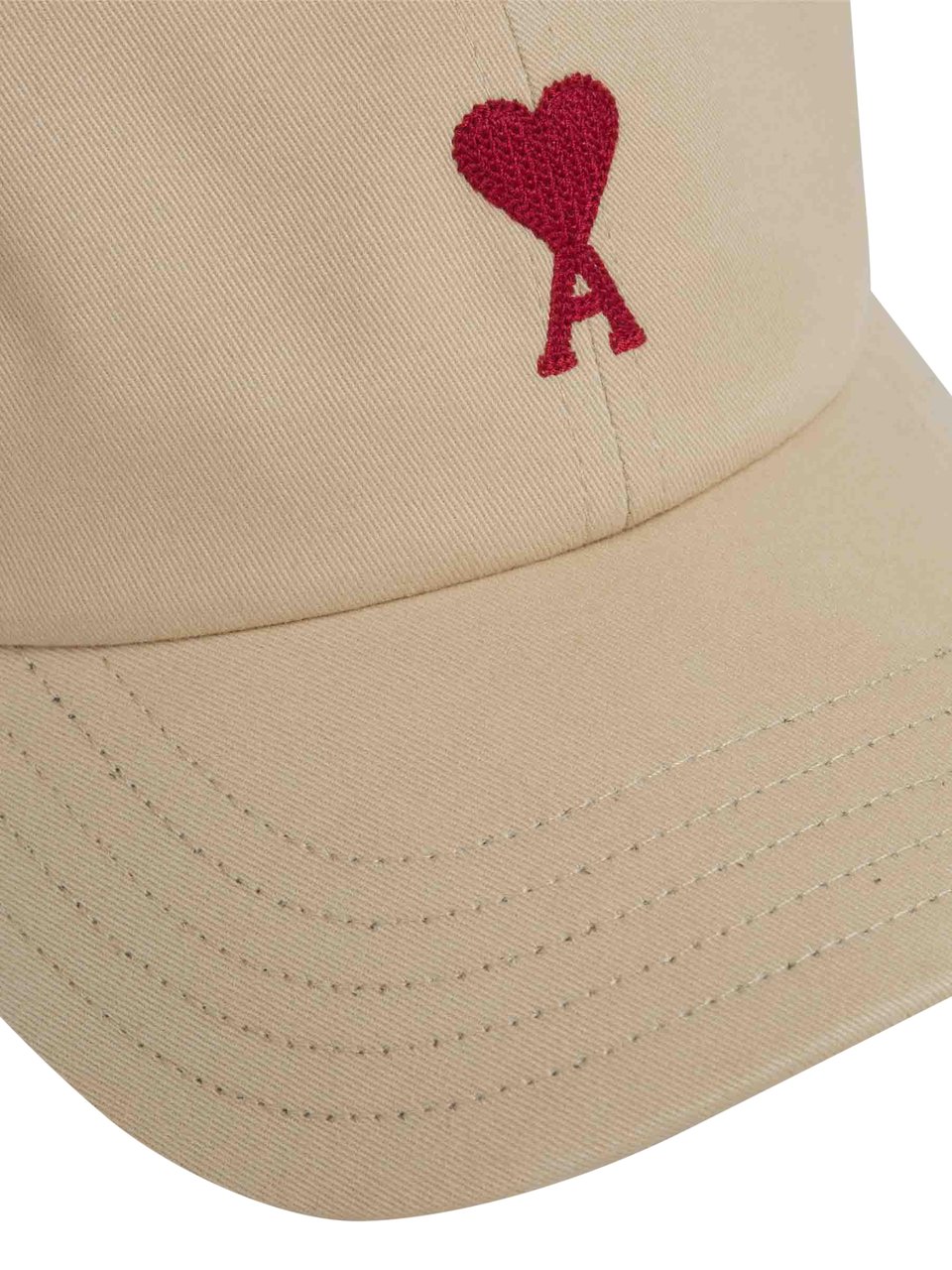 AMI Paris Cotton Printed Cap Beige