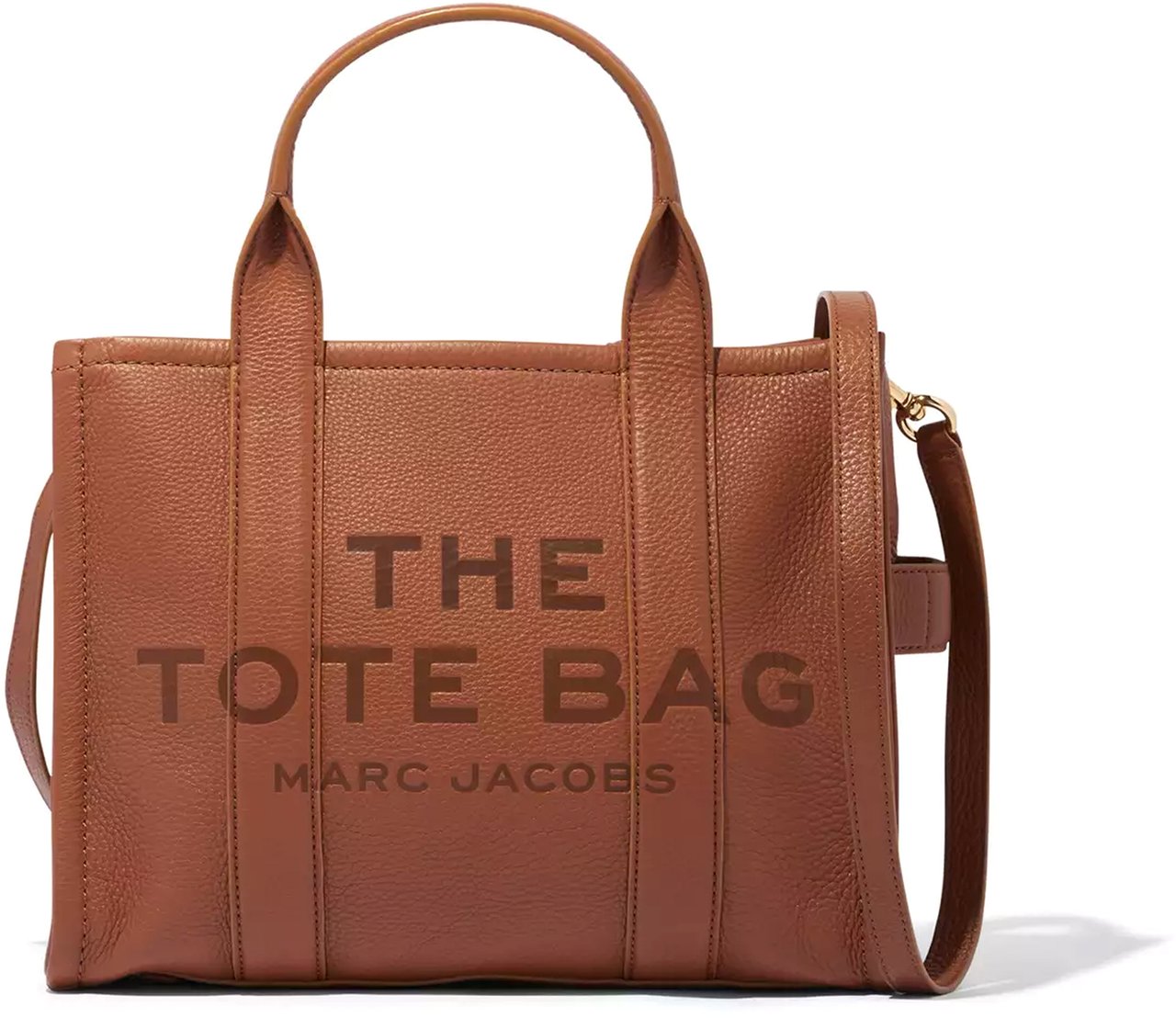 Marc Jacobs The Leather Medium Tote Argan Oil Bag Black Zwart