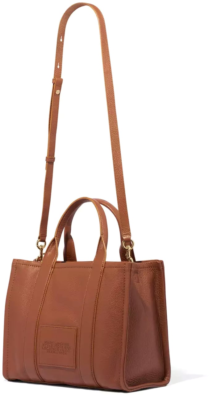 Marc Jacobs The Leather Medium Tote Argan Oil Bag Black Zwart