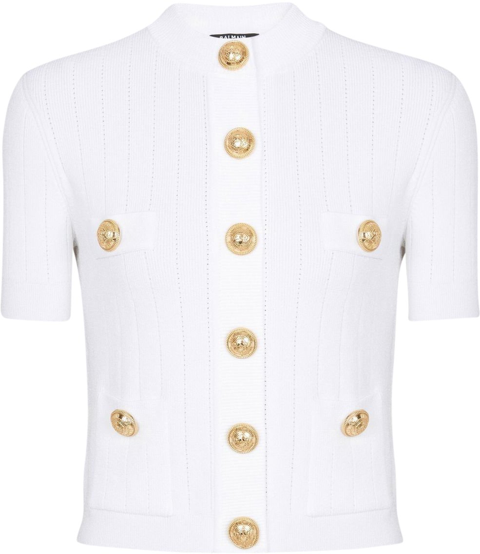 Balmain Knit Mc Btn Bianco Wit