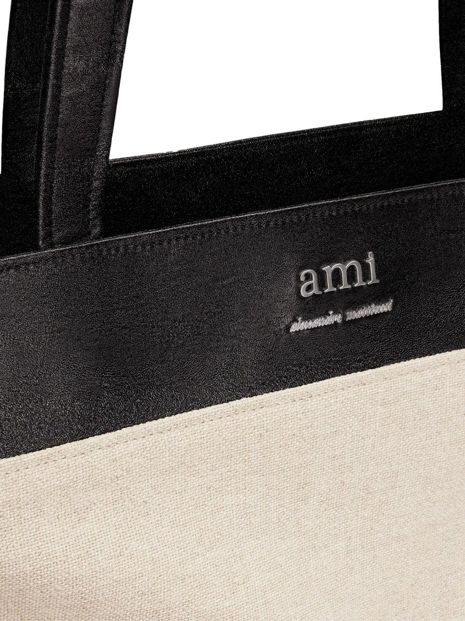 AMI Paris East West Logo Tote Bag Beige