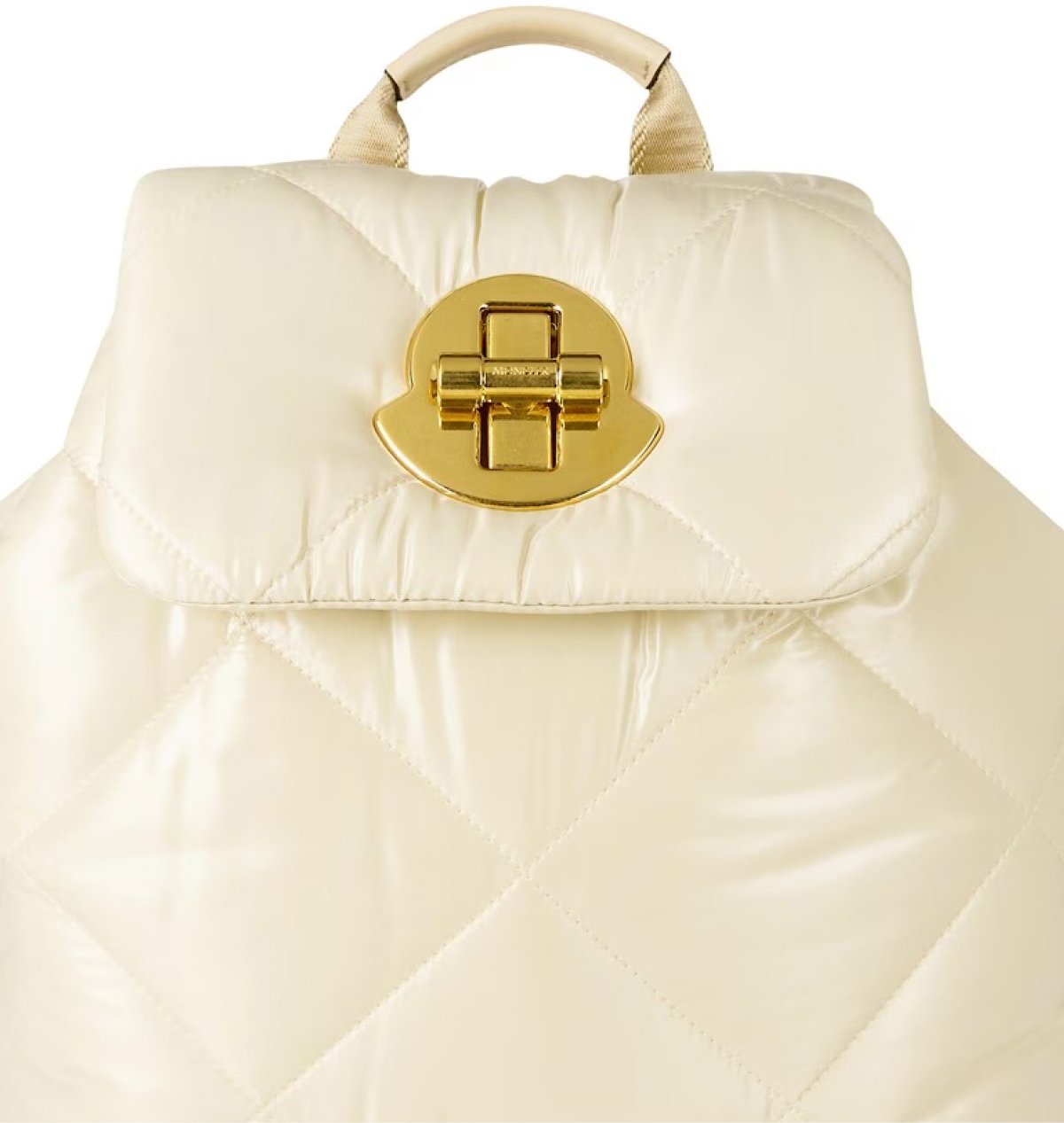Moncler Puf Foldover Top Logo Backpack Beige