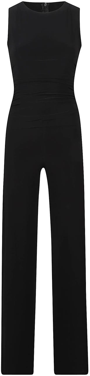 Norma Kamali Sleeveless Shirred Waist Jumpsuit Black Zwart