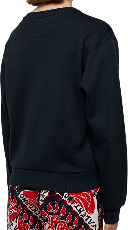 Valentino Garavani Felpa V logo blu navy Blauw