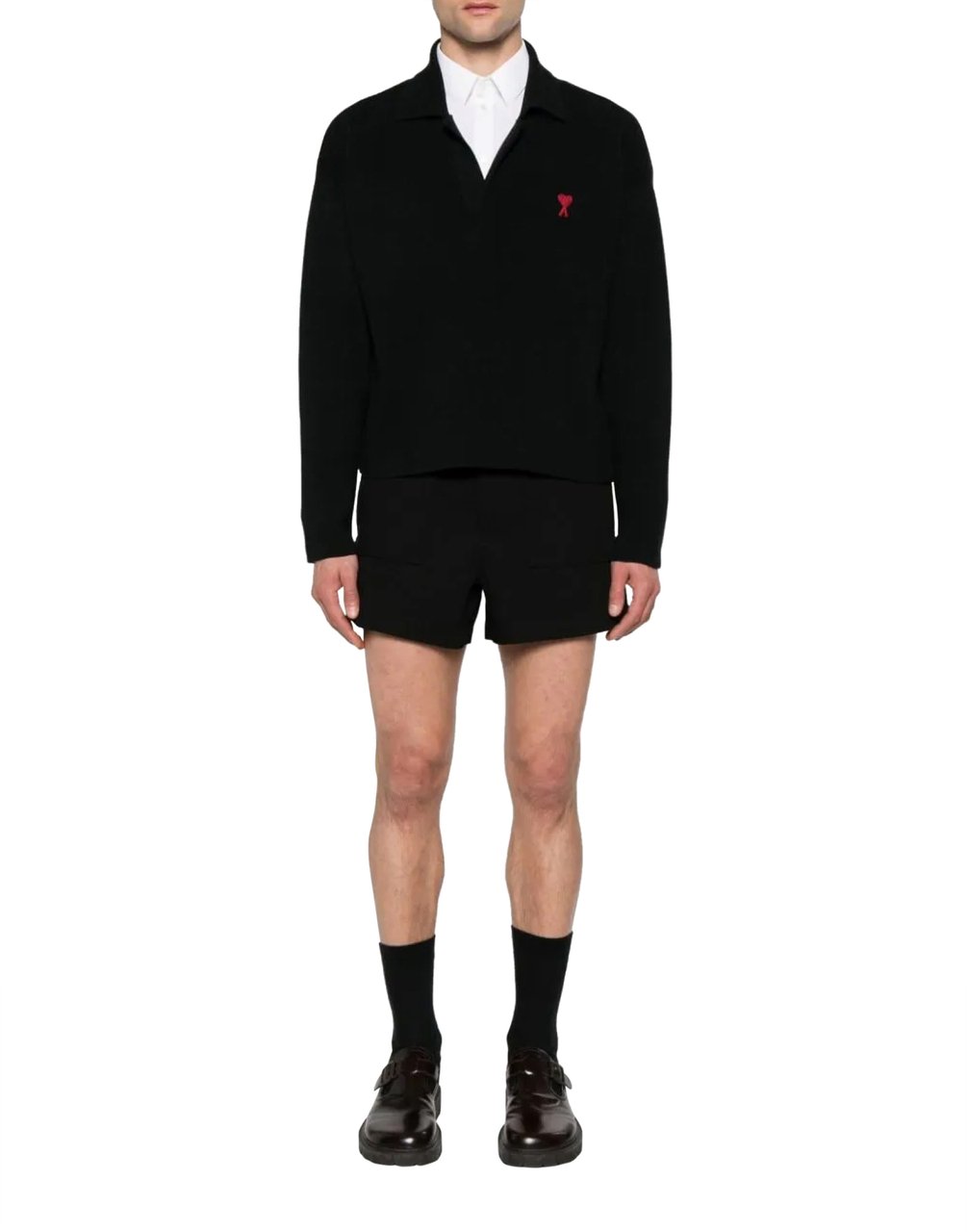 AMI Paris De Coeur Logo Polo Sweater Zwart