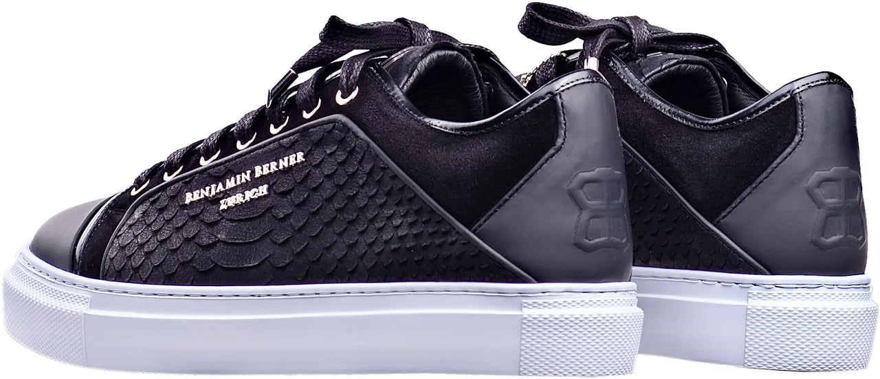 Benjamin Berner Odin Black Python Cut White Sole Zwart