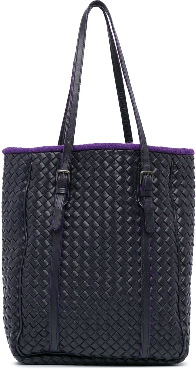 Bottega Veneta Leather Intrecciato Tote Paars