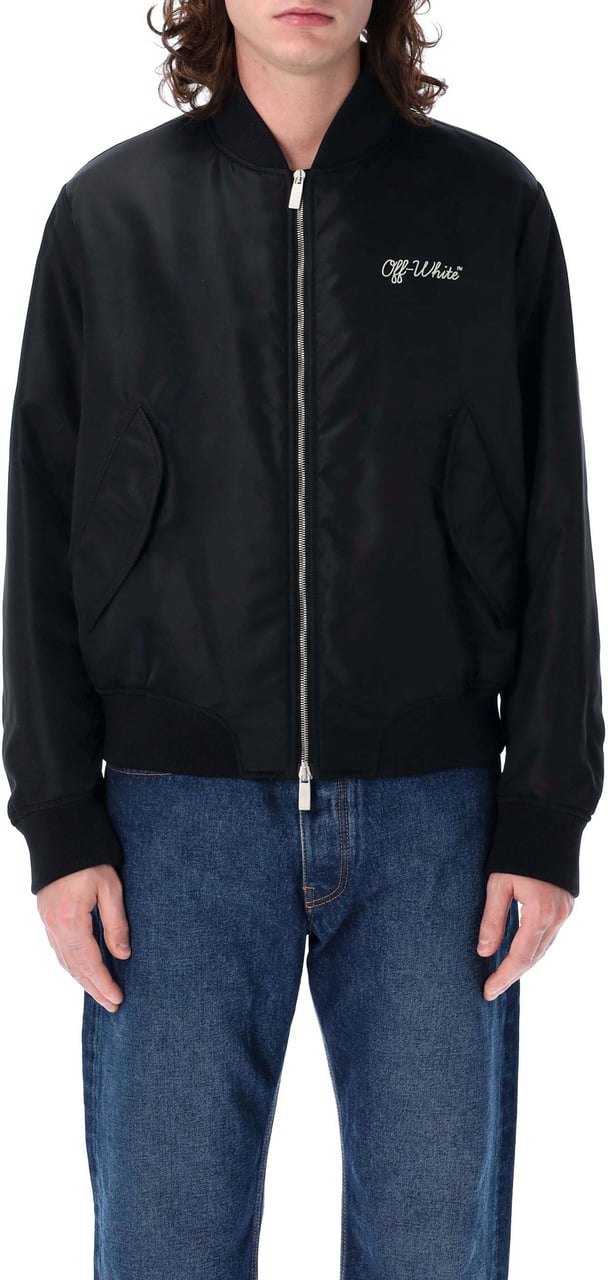 OFF-WHITE Script Nyl Varsity Bomber Nero Zwart