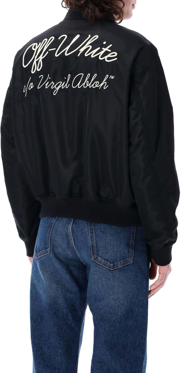 OFF-WHITE Script Nyl Varsity Bomber Nero Zwart