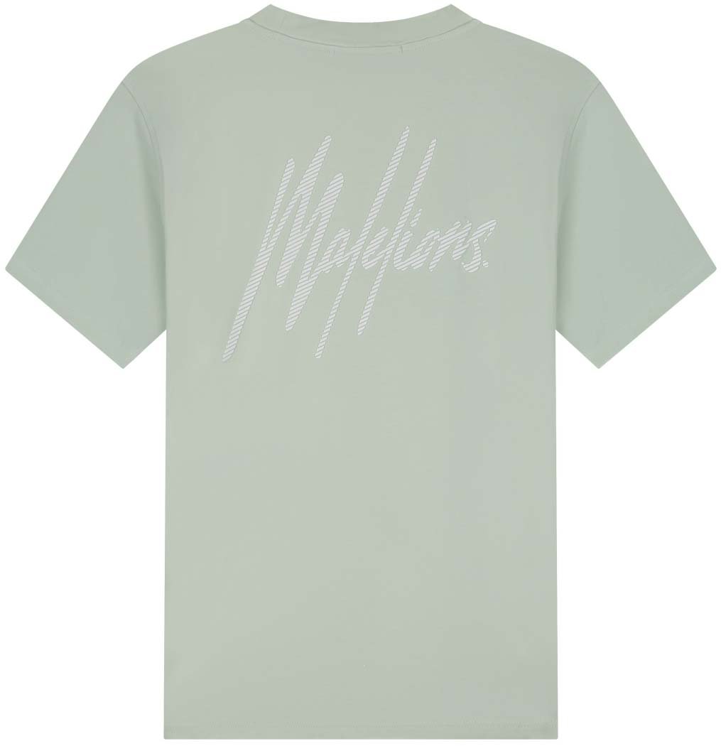 Malelions Malelions Men Striped Signature T-Shirt Blauw