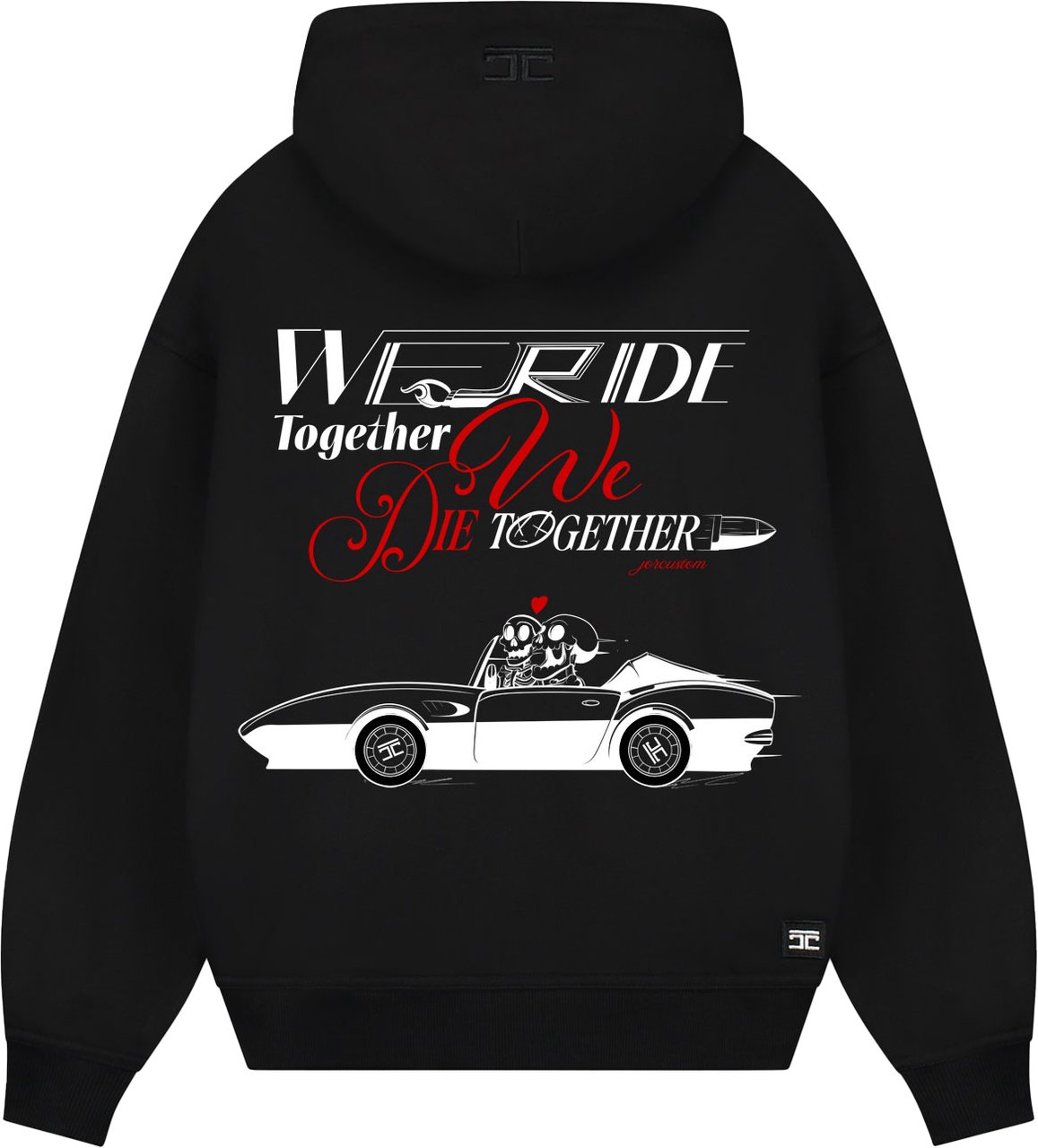 JORCUSTOM Ride Oversized Hoodie Black Zwart
