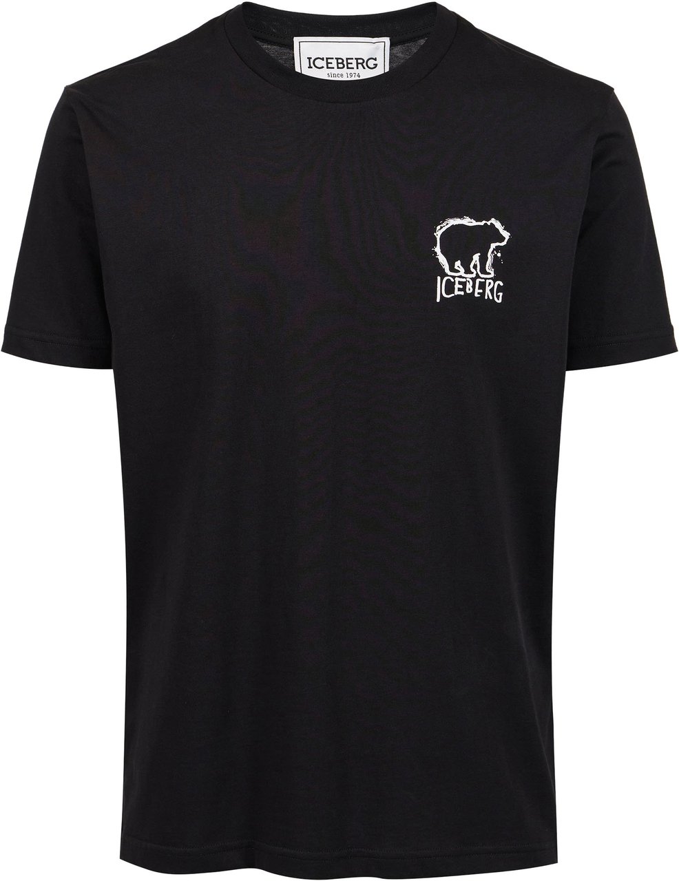 Iceberg Black slim fit cotton T-shirt with Bear print Zwart