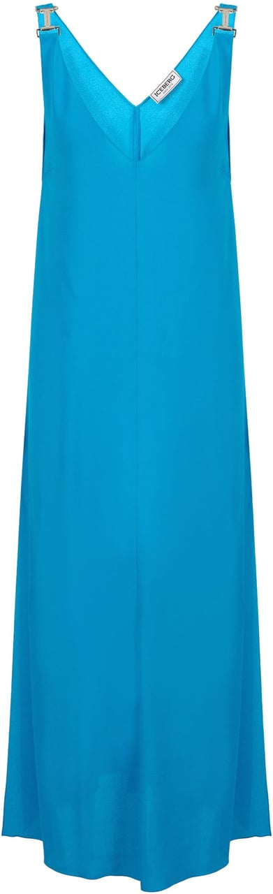 Iceberg Cobalt crepe de chine dress with elegant details Blauw