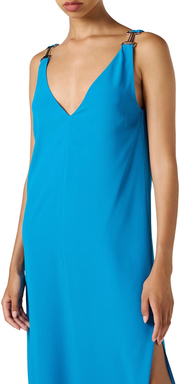 Iceberg Cobalt crepe de chine dress with elegant details Blauw