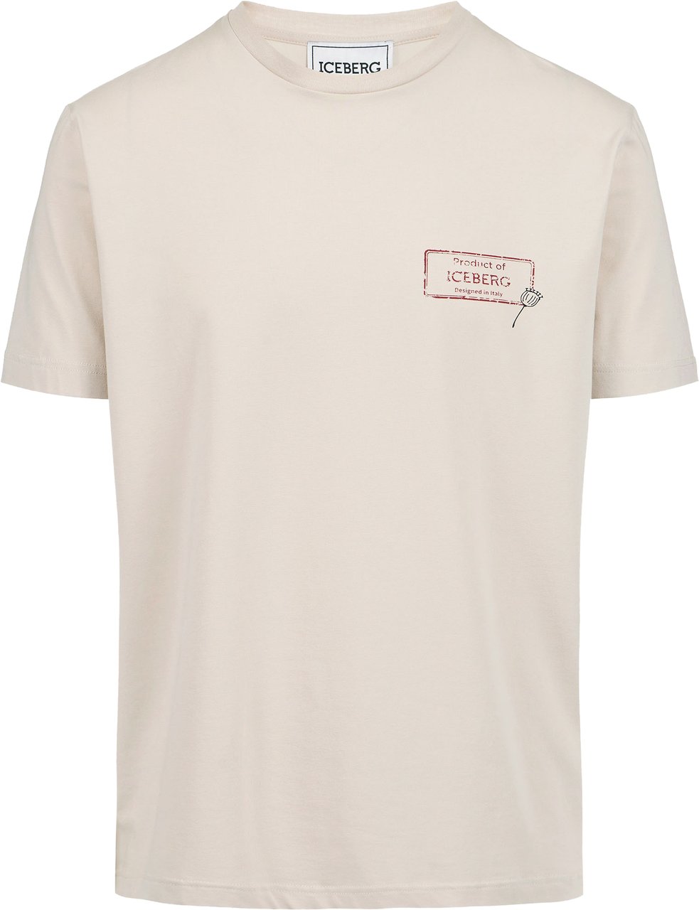 Iceberg Slim-fit powder-colored sustainable stretch cotton T-shirt with Poppy print Grijs
