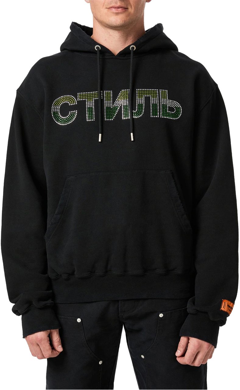 Heron Preston Ctnmb Strass Logo Hoodie Zwart