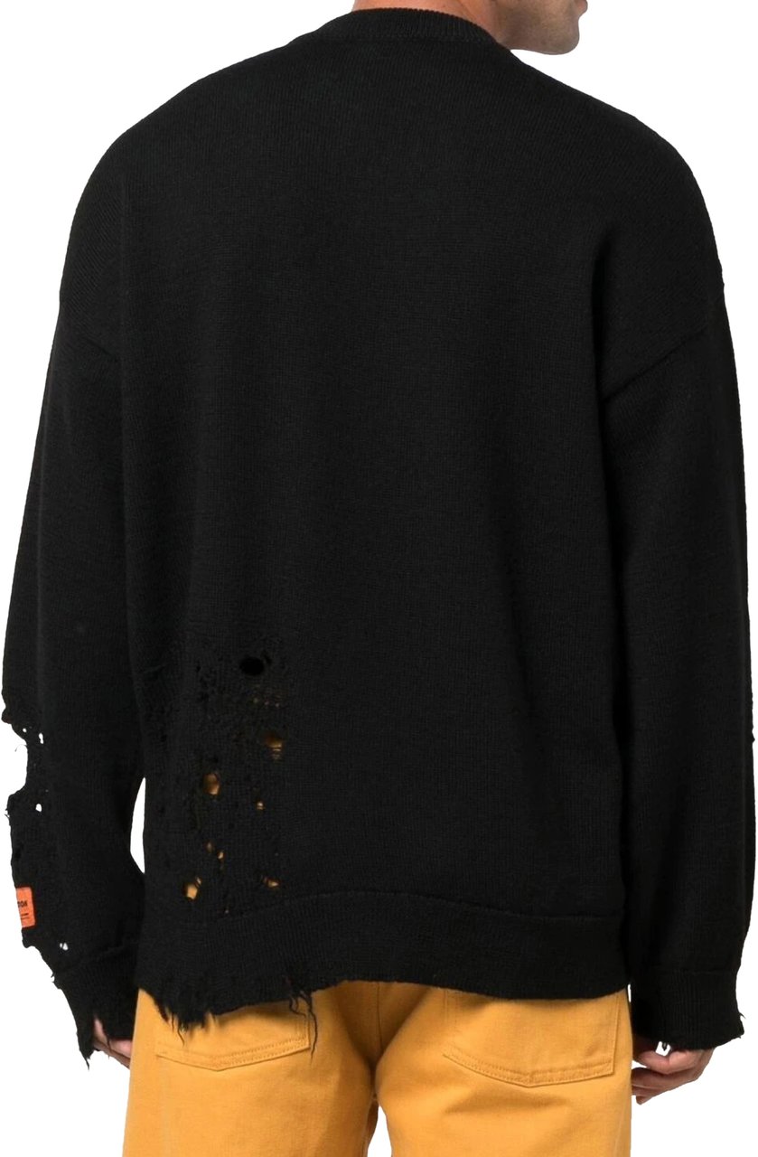 Heron Preston Ctnmb Logo Shredded Knit Sweater Zwart