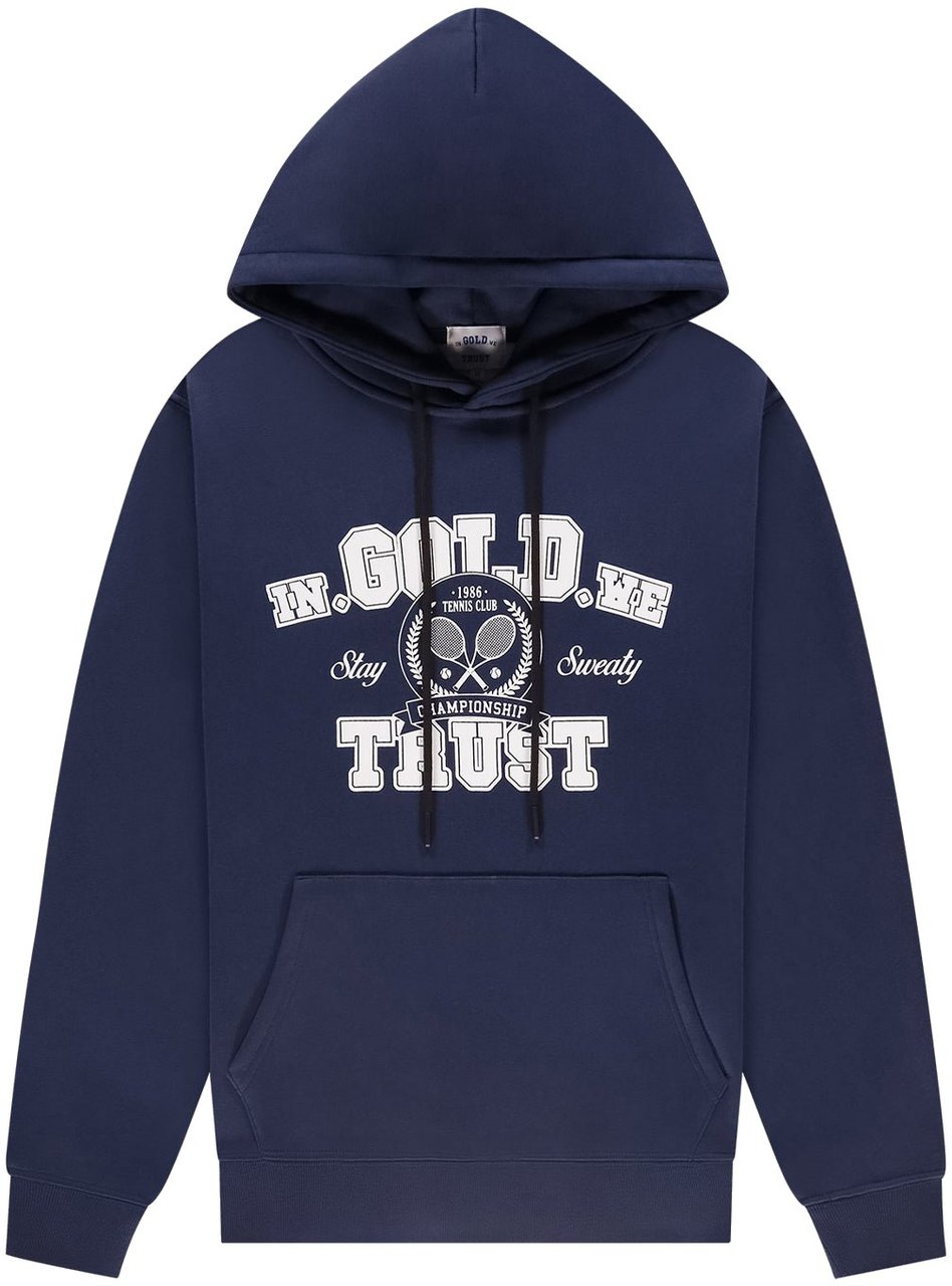 In Gold We Trust The Tennis Hoodie Blue Blauw