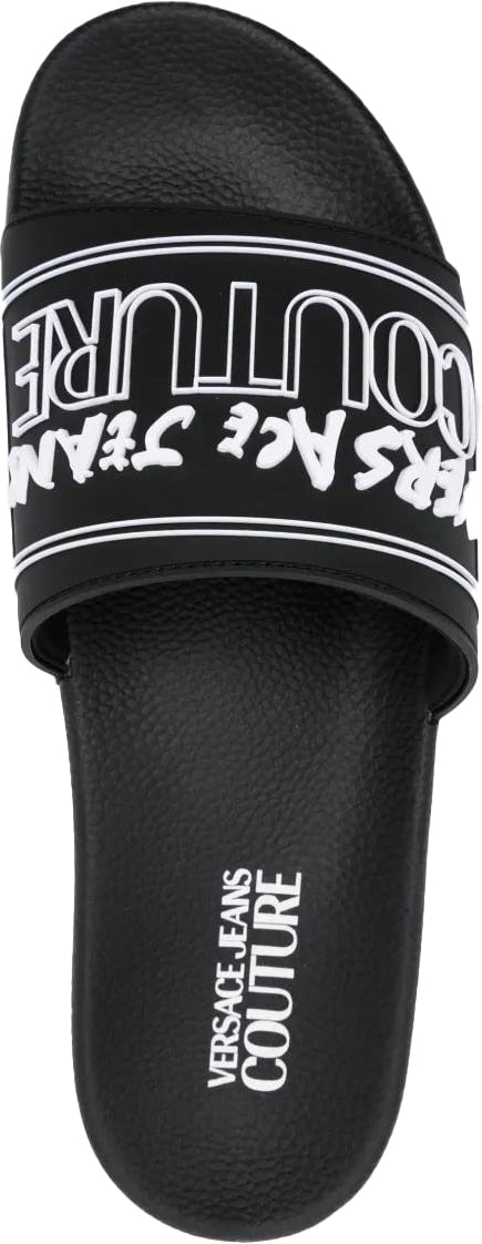 Versace Jeans Couture Black Logo Flip Flops Zwart