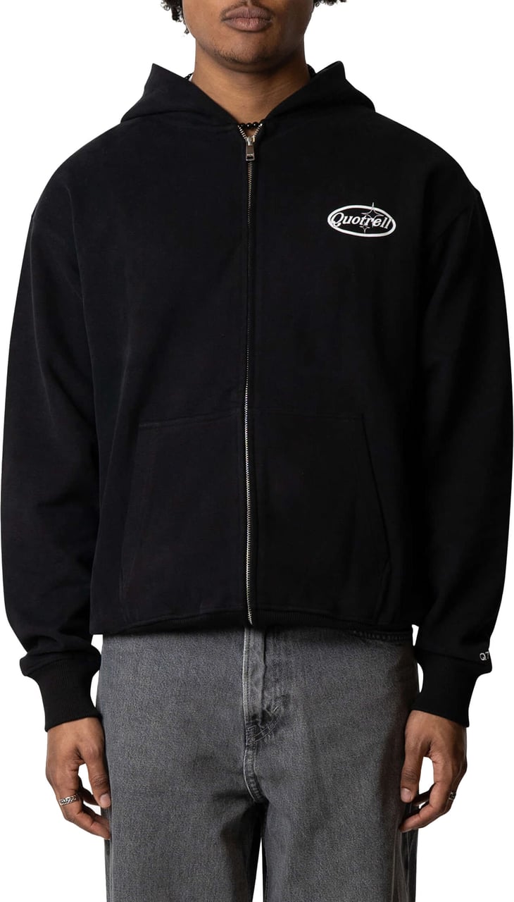 Quotrell Sydney Zip Hoodie | Black/white Zwart