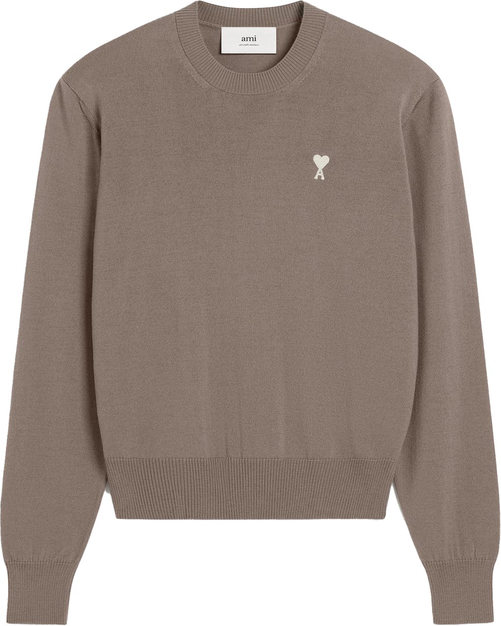 AMI Paris pull taupe, logo wit Taupe