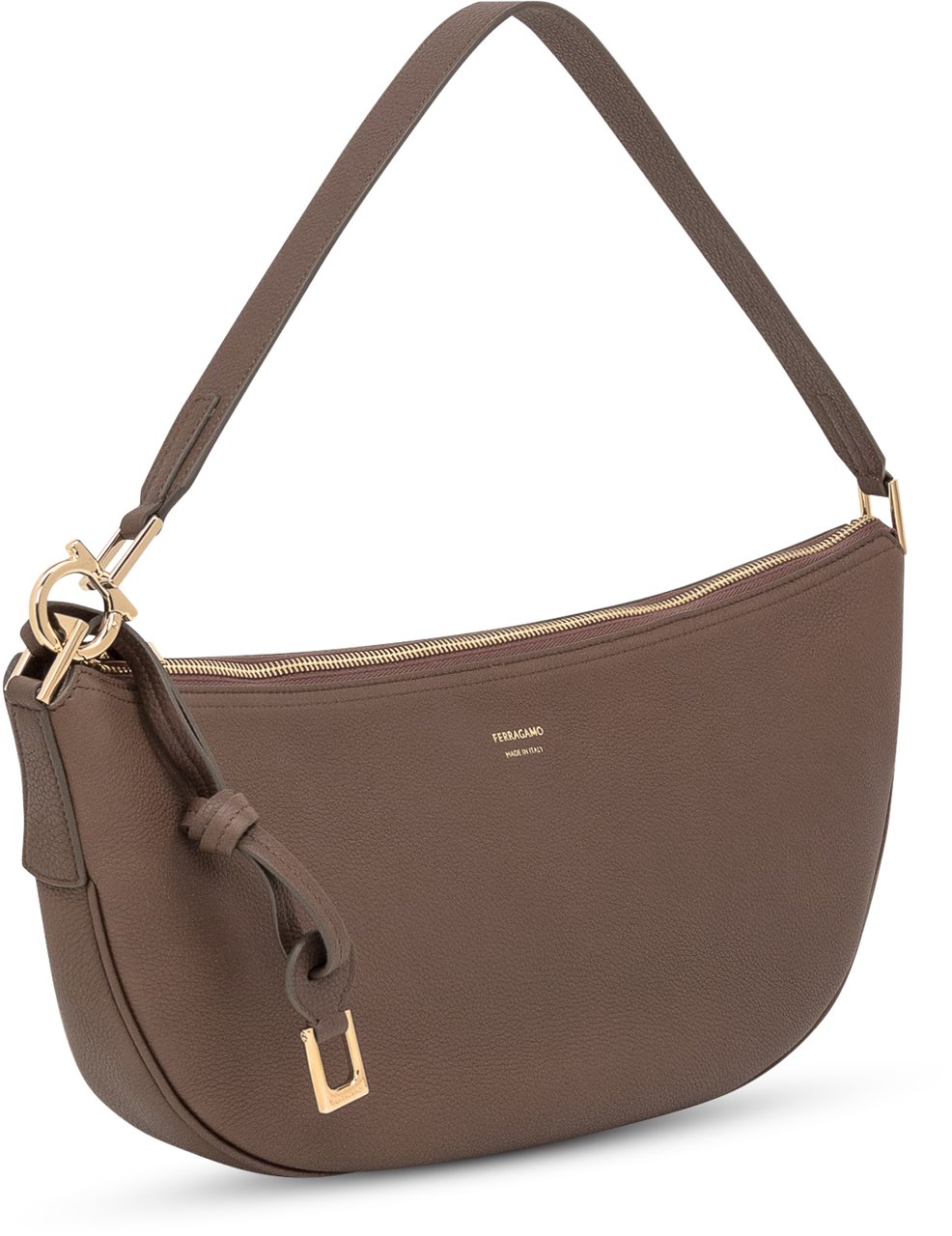 Ferragamo Borsa a Spalla Piccola Hobo Bruin