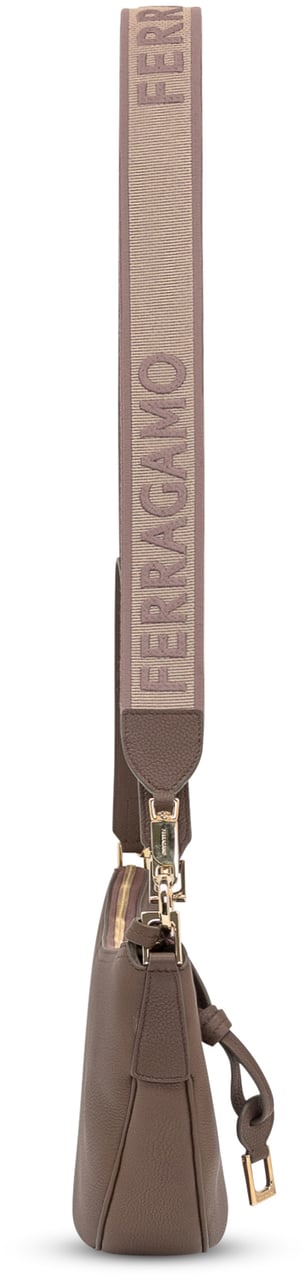 Ferragamo Borsa a Spalla Piccola Hobo Bruin
