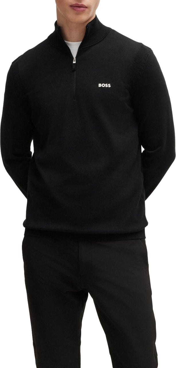 Boss Half Zip Knitwear Black Zwart
