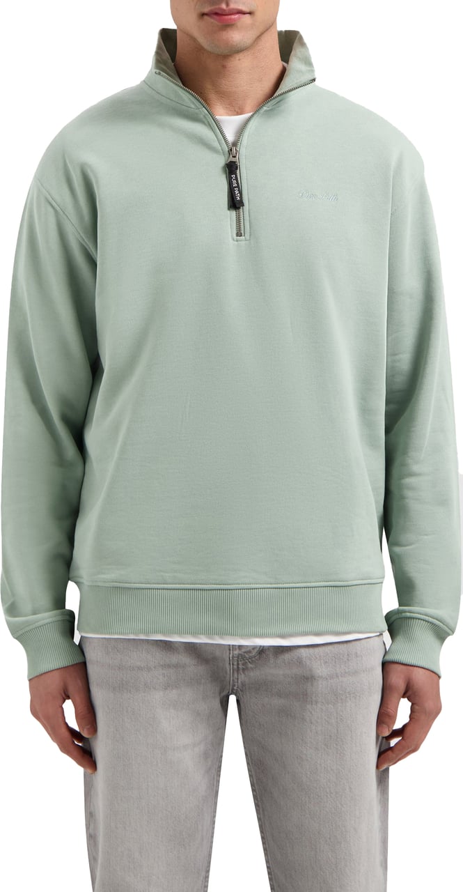 Pure Path Loose Fit Halfzip Sweaters Army Groen