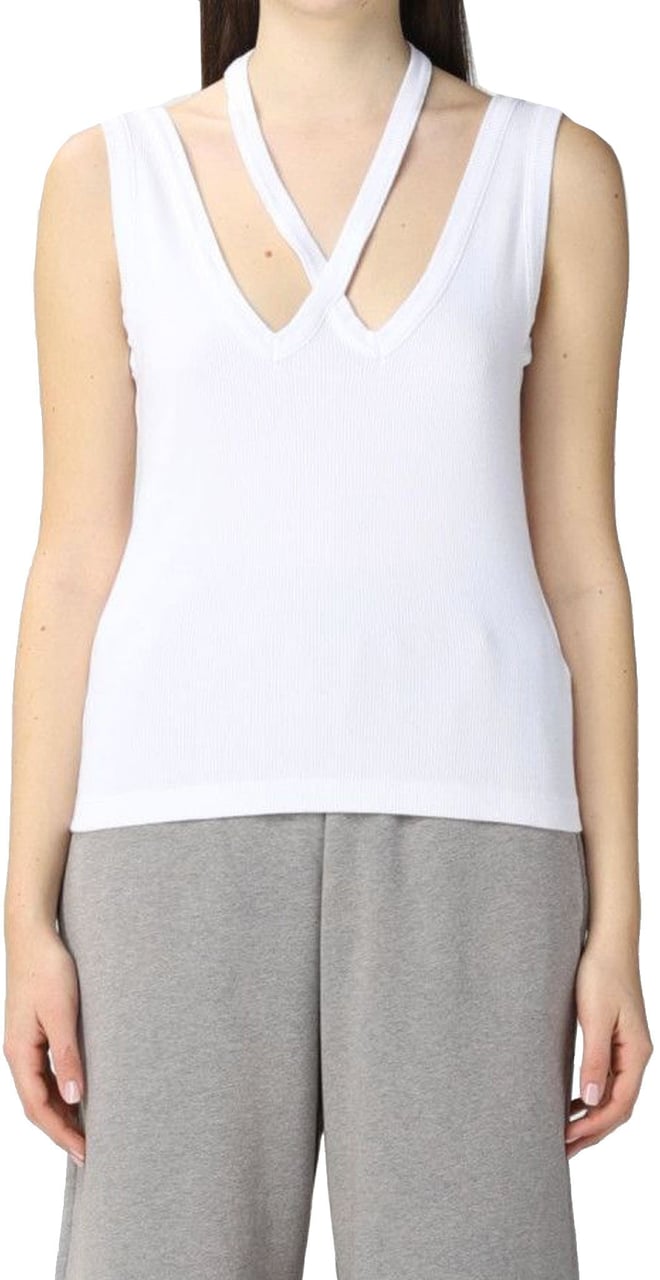 Maison Margiela Mm6 Maison Margiela Ribbed Cotton Top Wit