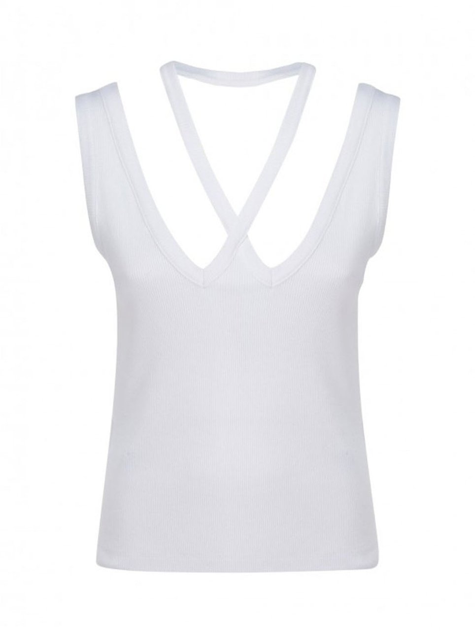 Maison Margiela Mm6 Maison Margiela Ribbed Cotton Top Wit